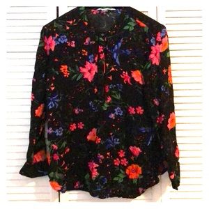 Floral and bird printed quarter length tunic shirt